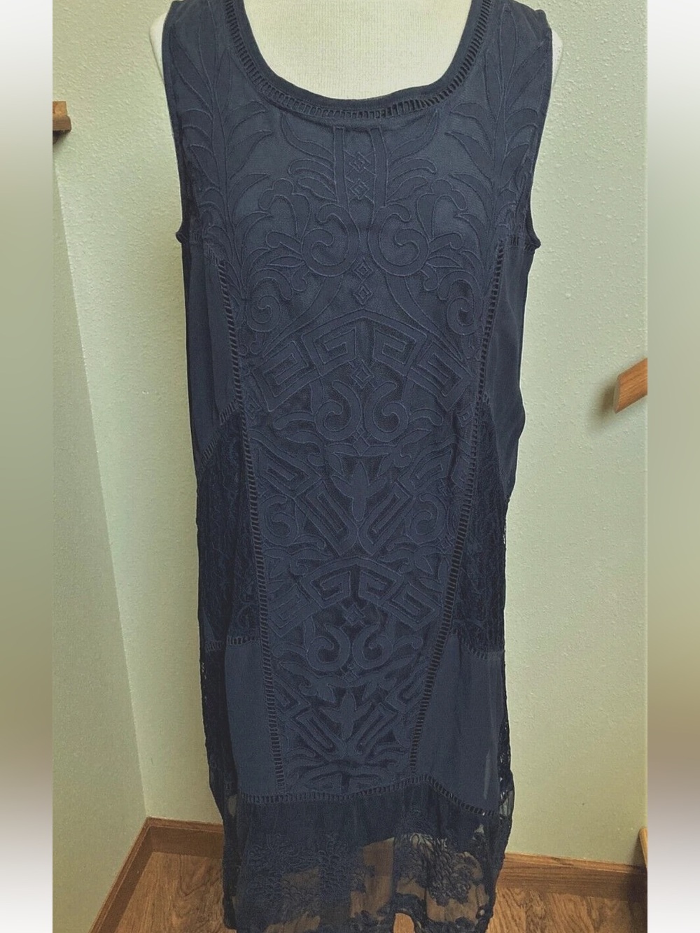 Soft Surroundings black Embroidered Sleeveless Shift Dress